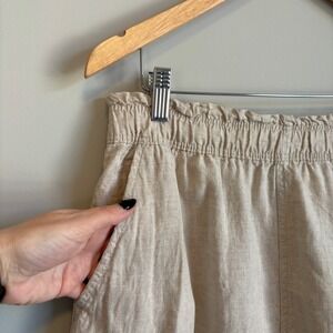 H&M 100% Linen Shorts Elastic Waist Pockets Spring Summer Casual Beige Women M